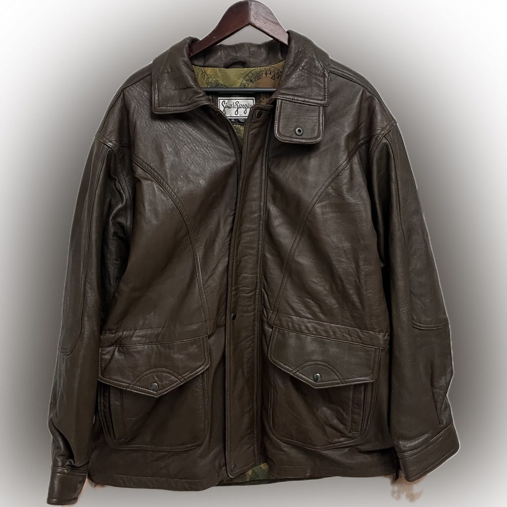 Gino di Georgio Dark Brown Leather Jacket Size XL Mens
